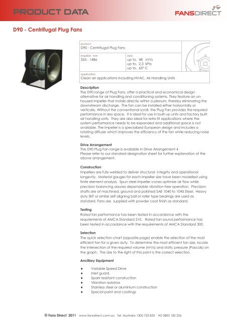 catalogue pages as web data sheets final version - Fans Direct