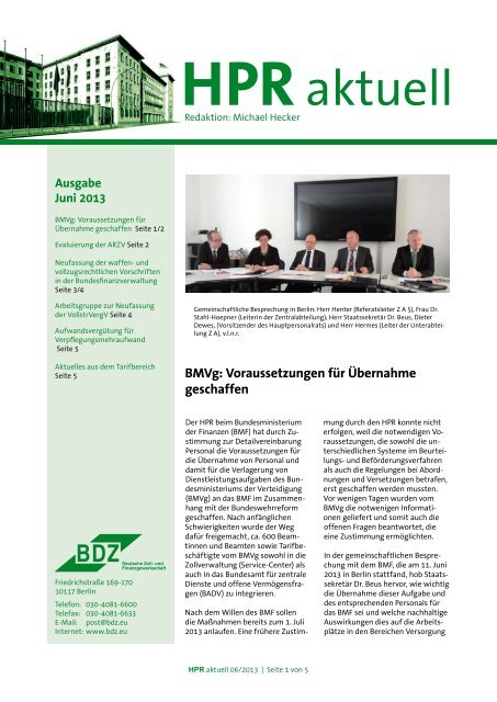 HPR aktuell Juni 2013 - BDZ Deutsche Zoll