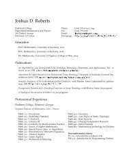 Joshua D. Roberts: Curriculum Vitae - Piedmont College