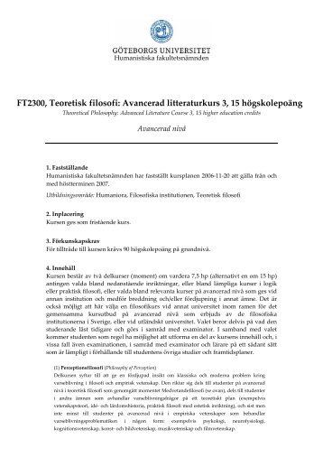 kursplanen - Institutionen för filosofi, lingvistik och vetenskapsteori