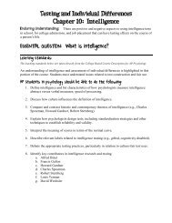 Testing and Individual Differences Chapter 10: Intelligence