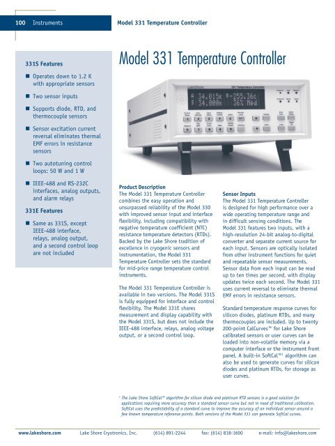 Model 331 Temperature Controller