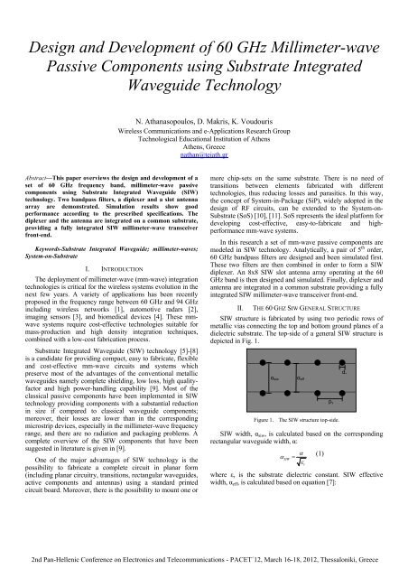 Design and Development of 60 GHz Millimeter-wave Passive ...