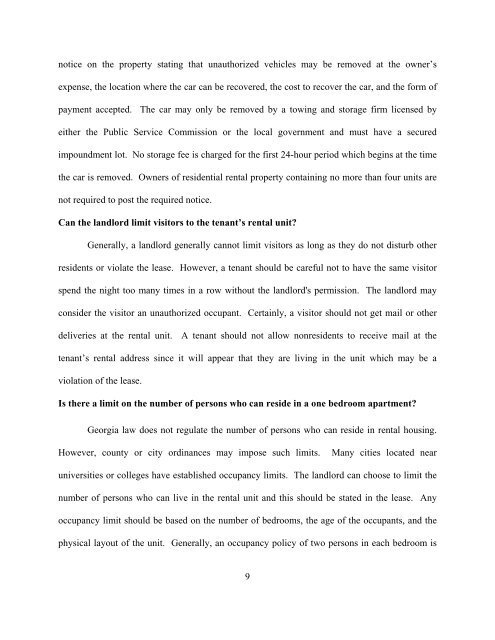 Georgia Landlord Tenant Handbook: - Forsyth County Government