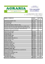 Lista expozantilor List of exhibitors - Agraria