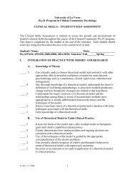 Clinical Skills Student Self Assessment (pdf) - University of La Verne