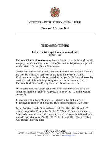 Caracas, 3 de octubre de 2003 - Offnews.info
