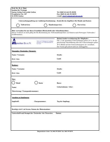 Prof. Dr. H.-J. Thiel Institut fÃ¼r Virologie Justus ... - Parasitus Ex.eV