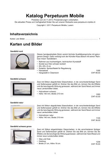 Katalog Perpetuum Mobile - Perpetuum Mobile, Luzern