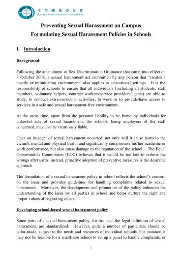 Framework for Sexual Harassment Policies in Schools - Equal ...