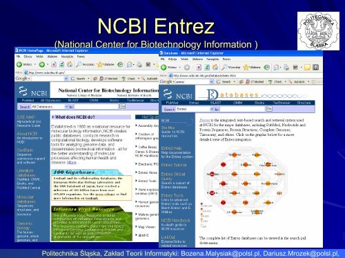 Bioinformatyczne bazy danych - ZakÅad Teorii Informatyki