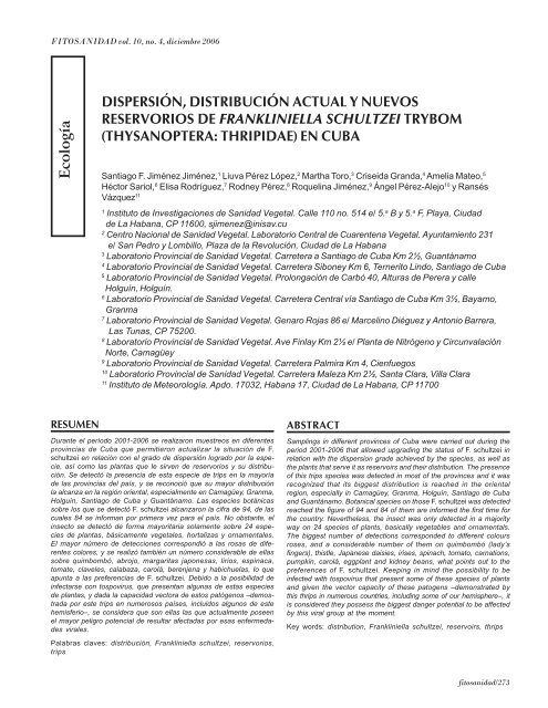 Contenido - Instituto de Investigaciones de Sanidad Vegetal