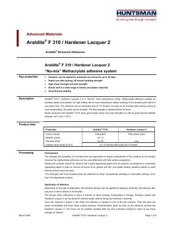 Araldite F 310 / Hardener Lacquer 2 - DanLube