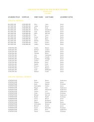 Dean's List - Fall 2010 - College of Health and Public Affairs