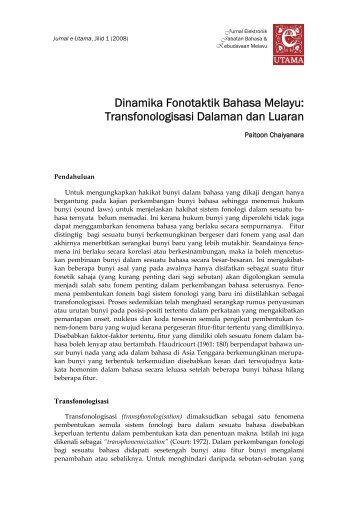 Dinamika Fonotaktik Bahasa Melayu: Transfonologisasi Dalaman ...