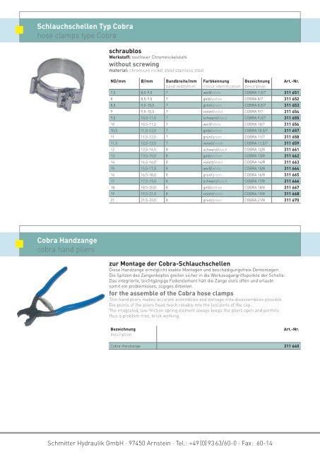 NiederdruckschlÃ¤uche Low pressure hoses - Schmitter Hydraulik ...