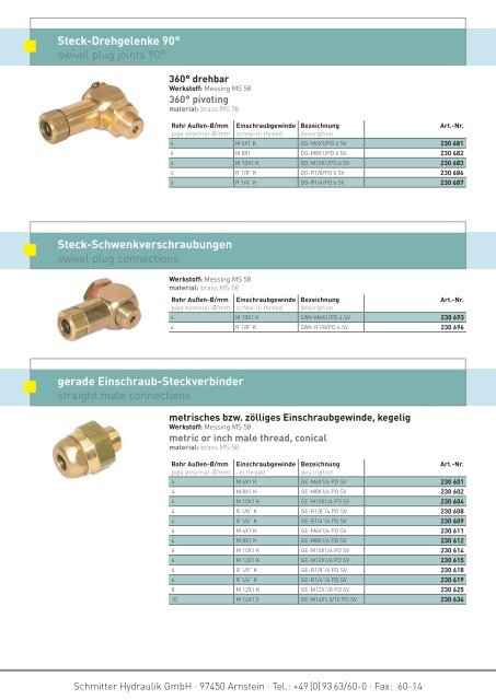 NiederdruckschlÃ¤uche Low pressure hoses - Schmitter Hydraulik ...