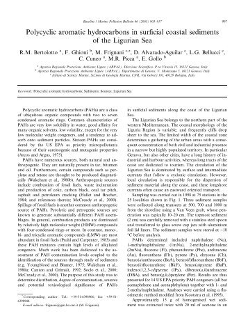 Polycyclic aromatic hydrocarbons in surficial coastal ... - ARPAL