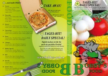 TAKE AWAY! TAGES-HIT! DAILY SPECIAL! - BOBBY´S PUB Saalbach