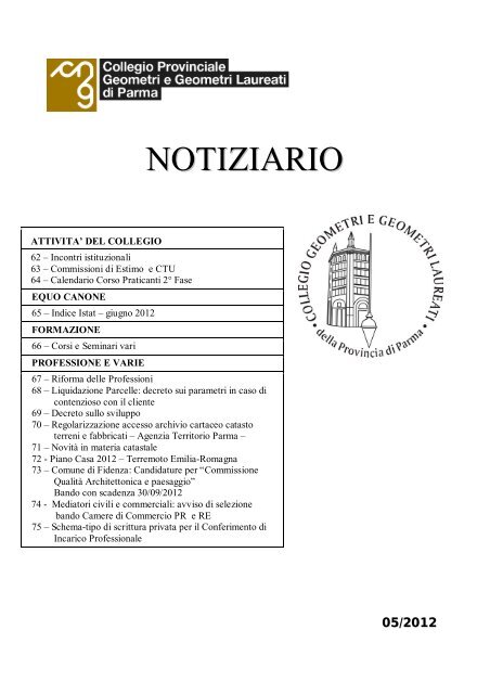 Notiziario 5/2012 - Collegio dei Geometri della Provincia di Parma