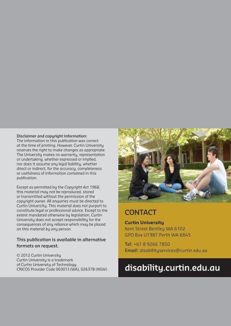 Disability Access and Inclusion Plan 2012-2017 - Unilife - Curtin ...