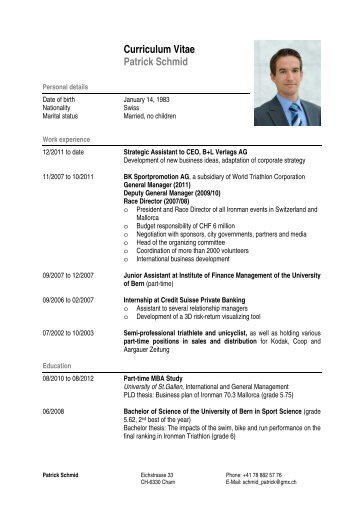 Curriculum Vitae Patrick Schmid - Triathlon Fribourg