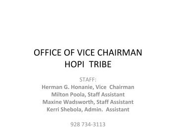 Hopi Office of the Chairman overview - Arizona Tribal Transportation