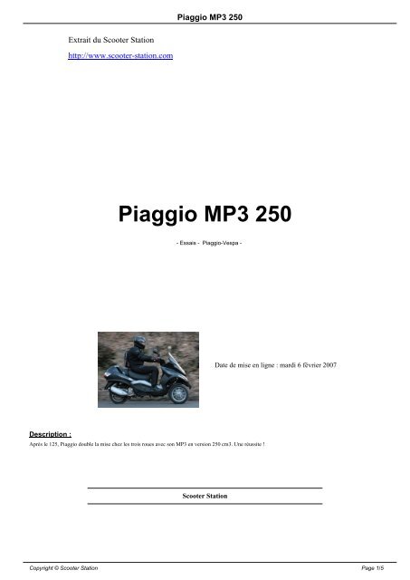 Piaggio MP3 250 - Scooter Station