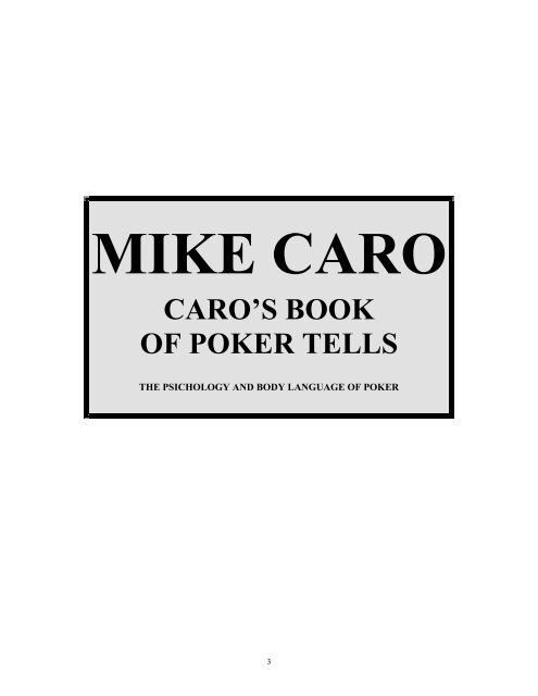 +Mike Caro - Caros Book Of Poker Tells.pdf - Time Out Hut