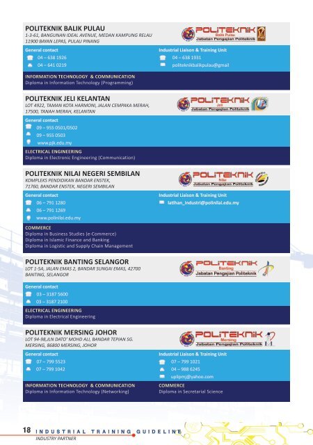 GUIDELINE INDUSTRY PARTNER - Jabatan Pengajian Politeknik