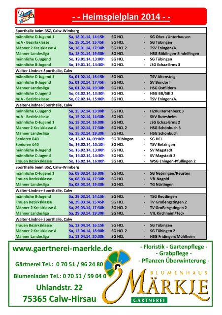 Hallenheft 2013/14! - SG HCL News