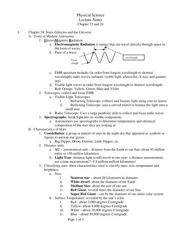 Physical Science Lecture Notes - Mr.E Science
