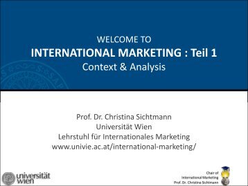 INTERNATIONAL MARKETING : Teil 1 - Chair of International ...