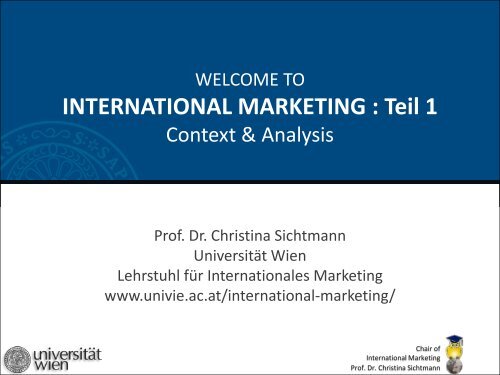 INTERNATIONAL MARKETING : Teil 1 - Chair of International ...