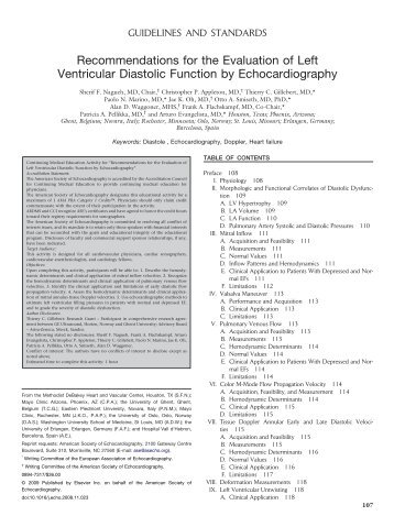 Recommendations for the Evaluation of  Left Ventricular Diastolic  ...