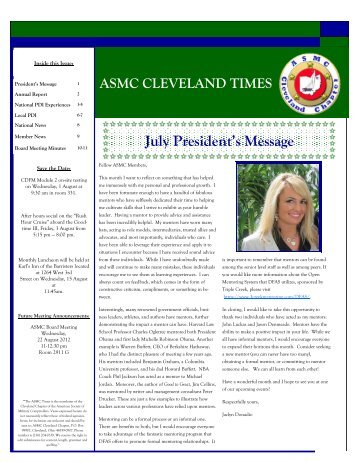 July President's Message - Home - ASMC Cleveland