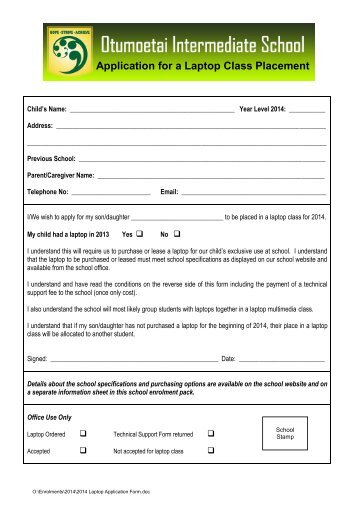 Laptop Scheme Application Form