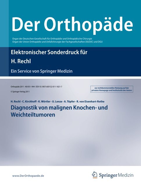 Diagnostik von malignen Knochen - Klinik und Poliklinik für ...