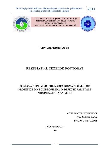 2011 REZUMAT AL TEZEI DE DOCTORAT - USAMV Cluj-Napoca