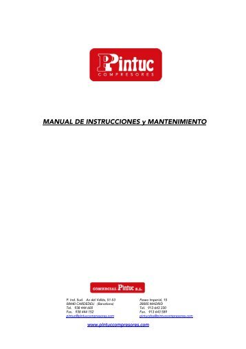 MANUAL DE INSTRUCCIONES y MANTENIMIENTO - Pintuc