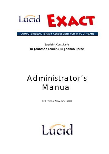 Lucid ViSS Administrator's Manual - Lucid Research