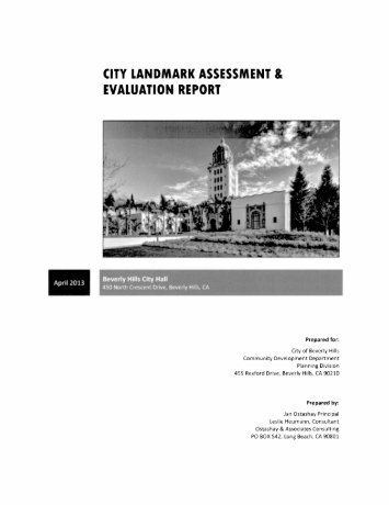 Beverly Hills City Hall Historic Assessment Report with a