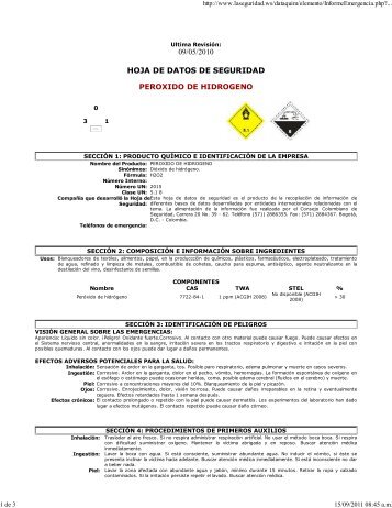 Peróxido de Hidrógeno - Consejo Colombiano de Seguridad