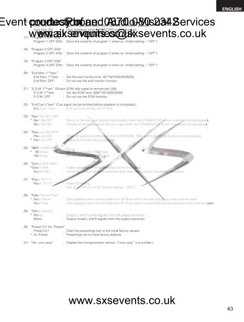 Sound - Denon-DN-M1050R-manual - SXS Events