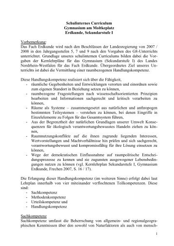 Curriculum Erdkunde Sekundarstufe I - Gymnasium am Moltkeplatz