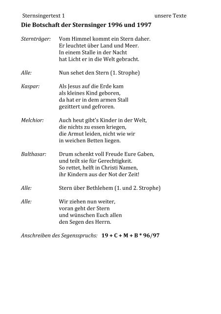 Sternsingertexte 16 KjG Rules