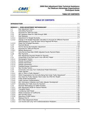 TABLE OF CONTENTS - SCAN Health Plan