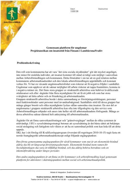Projektbeskrivning - Landskrona kommun