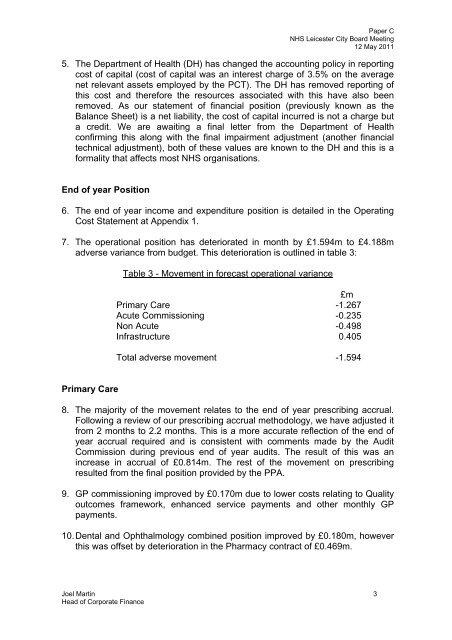 Minutes of the Twenty First Meeting of the Board of NHS Leicester ...