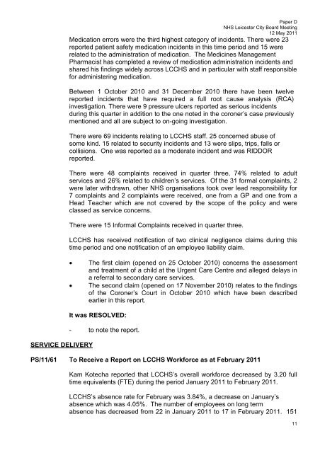 Minutes of the Twenty First Meeting of the Board of NHS Leicester ...